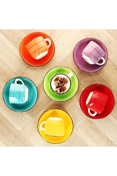 Tavola Set of 12 cappuccino cups with saucers 350 ml COLORS