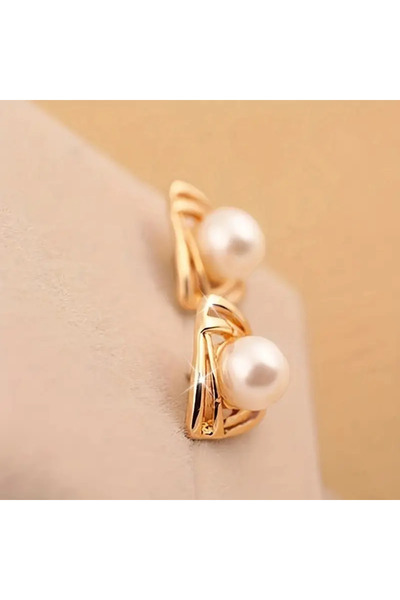 SEVAS GOLD Women's Gold Color Pearl Earrings
