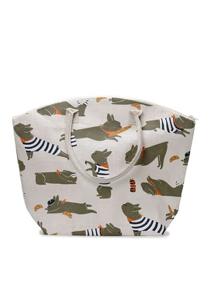 Puckator Bertrand French Bulldog Jute Zippered Beach Bag