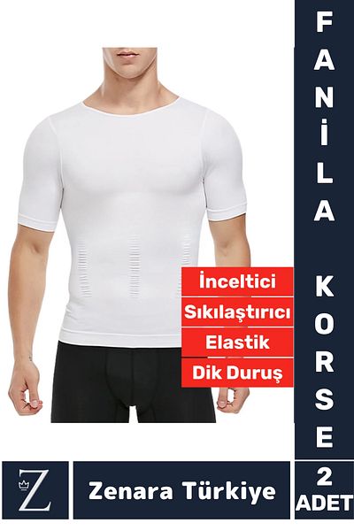 Zenara Gynecomastia Erect Posture Chest Belly Tightening Firming Ultra Flexible Men's Undershirt Corset 2 Pieces