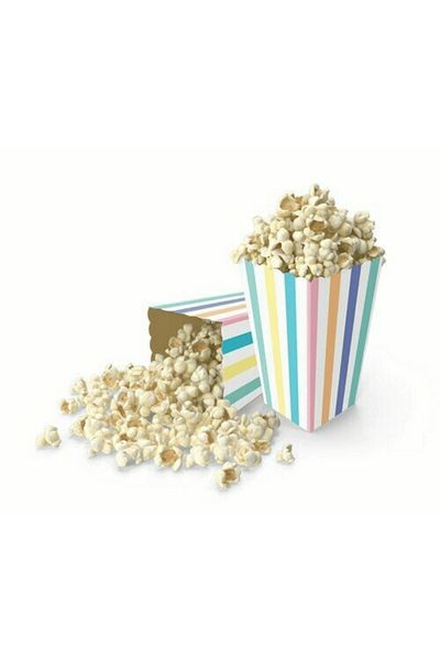 Mielibon 8-Piece Macaron Striped Corn Box Popcorn Box Party Presentation Set