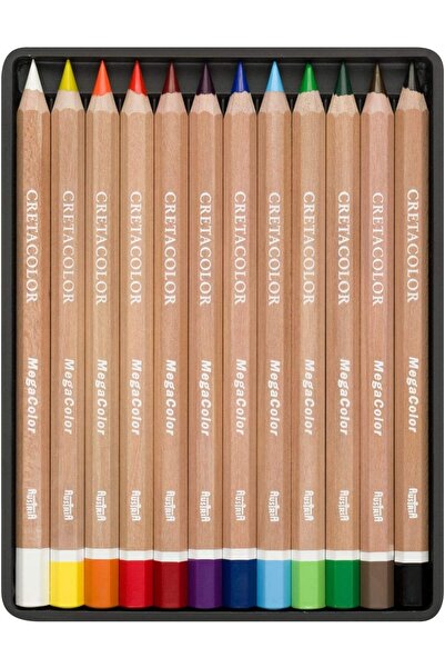 CretaColor Megacolor Thick Dry Paint Set 12'Li Metal Box / 29012