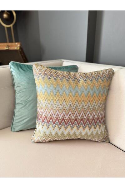 ref crea Marea Zigzag Patterned Woven Throw Pillow Case Mustard