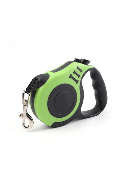 Ropet Retractable leash with ergonomic handle and brake button, tape type, Length 3m, Green