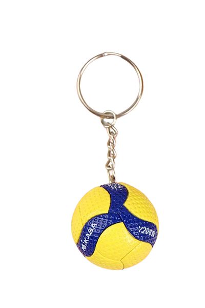 KDOT Volleyball Hall Ball Keychain and Bag Ornament Yellow Navy Blue Textured