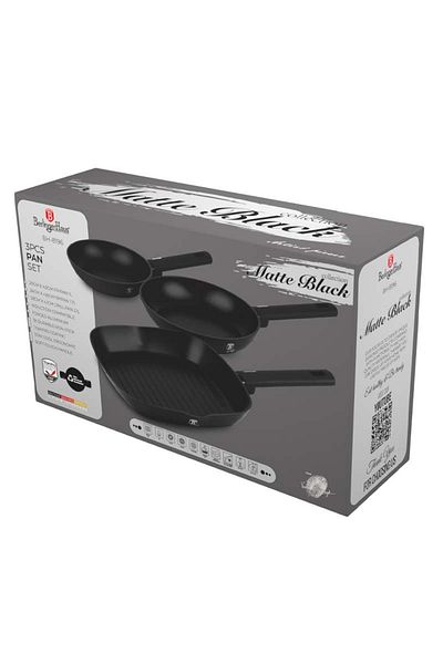 Berlinger Haus Set of 3 Titanium-Coated Steak Pans Matte Black Collection