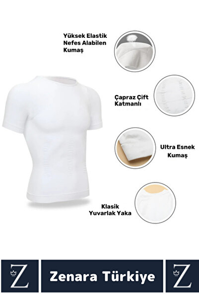 Zenara Gynecomastia Erect Posture Chest Belly Tightening Ultra Flexible Men's Undershirt Corset Set of 2