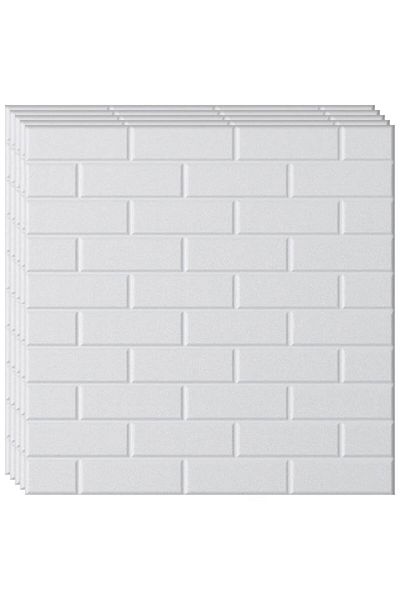 HOZRO Set 100 x Tapet 3D autoadeziv HOZRO, Design modern, Model imitație cărămidă, acoperă 49 mp, Alb