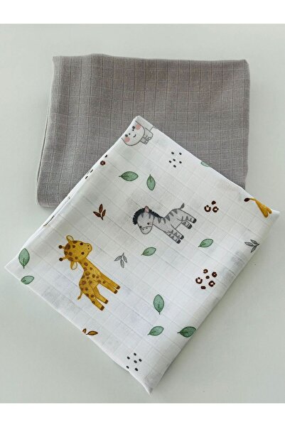 Fulya Tuhafiye طقم بطانية أطفال موسلين قطن 100% مكون من قطعتين غطاء موسلين مع...