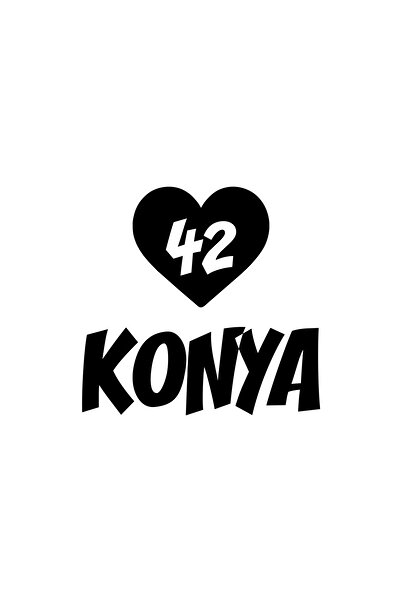 Reysa Tasarım ملصق سيارة كونيا 42 على شكل قلب مقاس 17 × 17 سم باللون الأسود