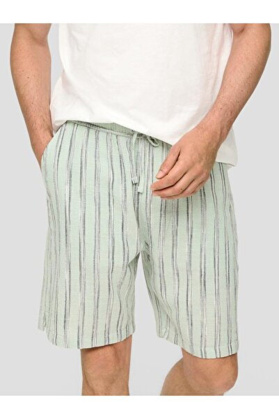s.Oliver men's shorts made of cotton and linen blend, striped print, Mint green