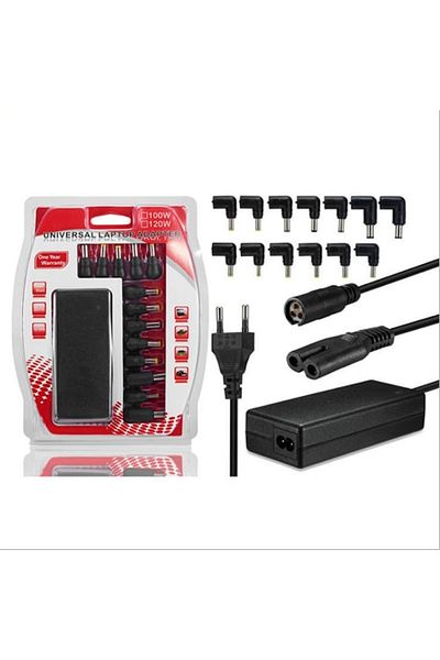 FOXMAG24 Laptop charger/adapter 100/120W, 13 plugs, 3-pin power, mains, black