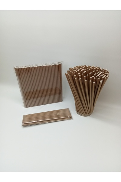 GencPack 8x230 Mm Kahverengi Kalın Frozen Kağıt Pipet 200 Adet