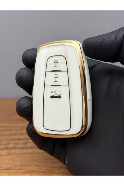 Luxe Aksesuarr Toyota Corolla-C-Hr -Land Cruiser Smart 3 Button Silicone Key Protection Case White Color