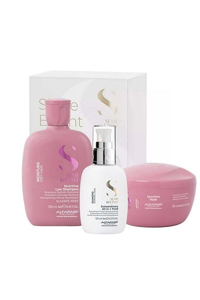 Alfaparf Milano Alfaparf Semi Di Lino Moisture Nutritive Set Șampon 250ml, Mască 200ml, Fluid Strălucitor Diamond Shine 125ml