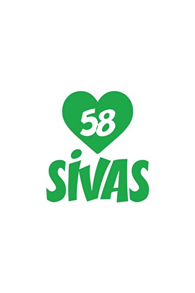 Reysa Tasarım ملصق سيارة سيفاس 58 على شكل قلب مقاس 17 × 17 سم باللون الأخضر