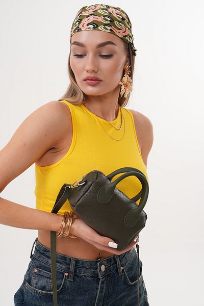 Güce Khaki Green Women's Mini Small Hand and Shoulder Bag with Adjustable Strap Zipper Gc021024