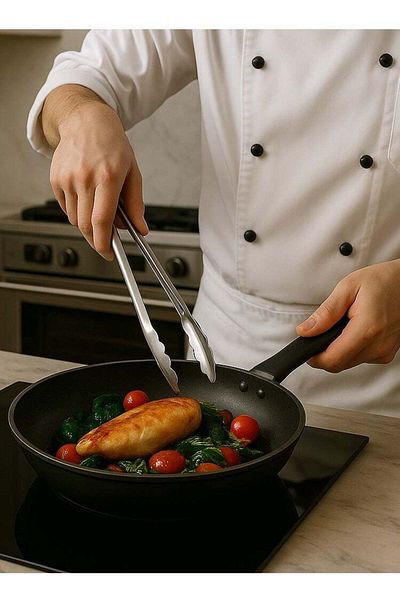 ALMUFARREJ Silver Stainless Steel Food Tongs