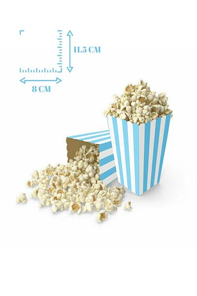 Mielibon 8Pcs Blue White Striped Corn Box Popcorn Box Party Presentation Set