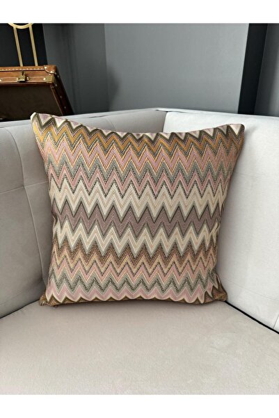 ref crea Marea Zigzag Patterned Woven Throw Pillow Cover Powder
