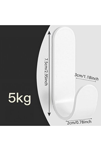 Dongda Set de 10 cârlige adezive pentru baie/bucătărie Dongda, oțel inoxidabil, alb, 7,5 x 2 x 3 cm