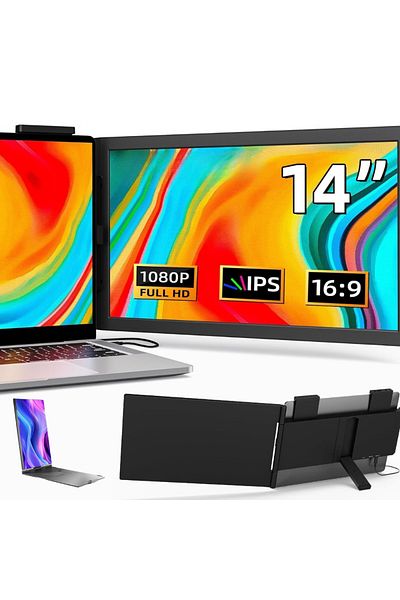 Velixo Dual Extendable Laptop Monitor 14", Full HD, USB-C, 60Hz, Plug & Play, Portable, Windows/Mac/Linux