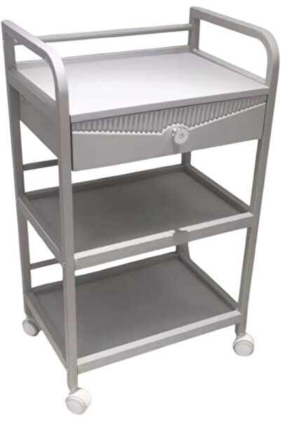 LA PERLA TECH عربة صالون متحركة بثلاث طبقات مع درج تخزين، إطار معدني، عجلات، ...
