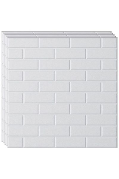 HOZRO Set 100 x Tapet 3D autoadeziv HOZRO, Design modern, Model imitație cărămidă, acoperă 49 mp, Alb
