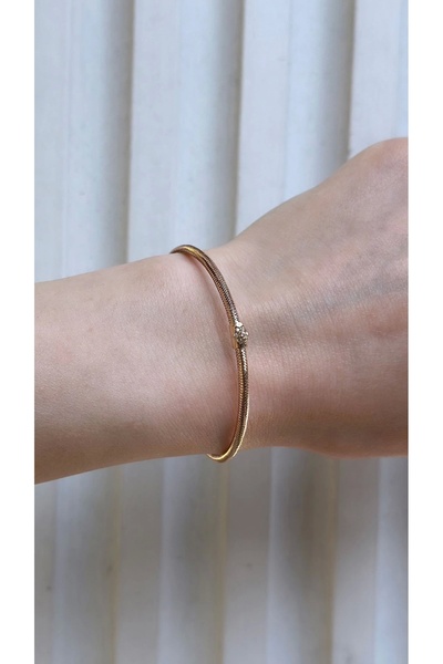 Güzide Kuyumcu 14 Ayar Rose Çiçek Desenli Elastik Bileklik 973