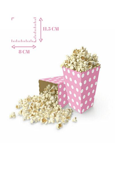 Mielibon 8-Piece Pink Polka Dot Corn Box Popcorn Box Party Presentation Set