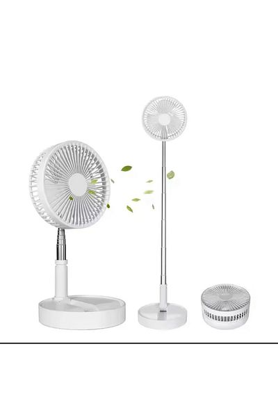 FOXMAG24 Adjustable portable fan, 4 speeds, USB, 9.5–102cm, metal/plastic, silent, white