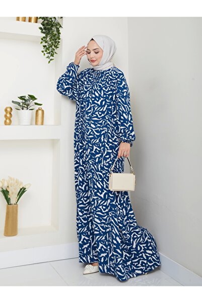 Nevayla Moda Φόρεμα με μοτίβο με στυλ βισκόζης - Μπλε / E0131