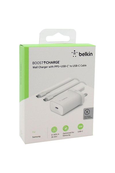 Belkin Boost Charge USB-C PD 3.0 PPS Wall Charger Fast Battery Charging 25 Watts Single USB-C