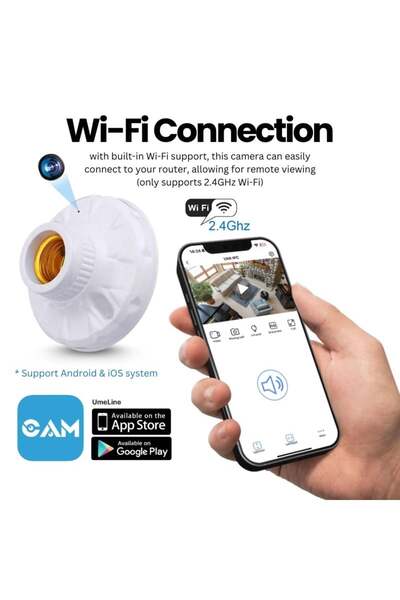 iUni Μίνι κάμερα Full HD SB1, υποδοχή λάμπας E27, Wi-Fi, υποδοχή κάρτας MicroSD, ζωντανή προβολή στο τηλέφωνο