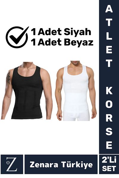 Zenara Gynecomastia Erect Posture Belly Chest Tightening Tightening Ultra Elastic Men's Singlet Corset 2Pcs