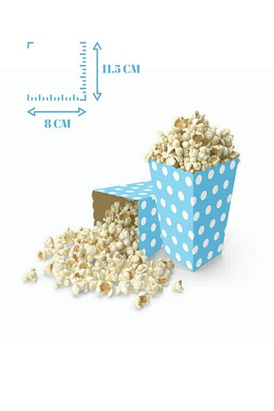 Mielibon Set of 8 Blue White Polka Dot Corn Box Popcorn Box Party Presentation Set