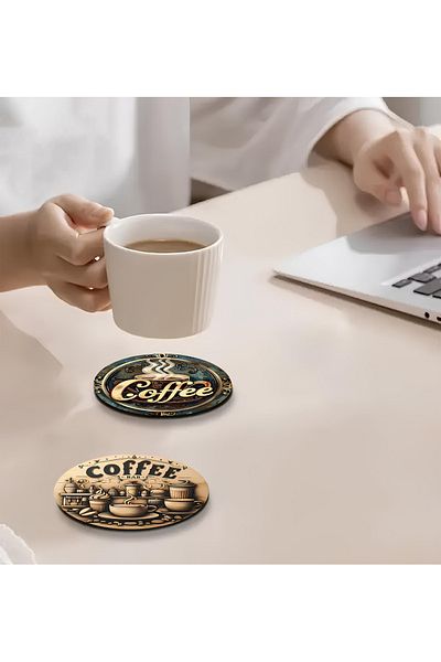 kutuTR 6-Piece Wooden Coasters Brd-003