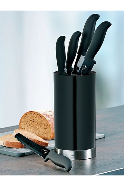 KELA Keck Lang Set of 5 kitchen knives in ACIDA black holder