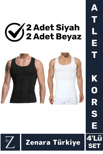 Zenara Gynecomastia Erect Posture Belly Chest Tightening Firming Ultra Elastic Men's Singlet Corset 4Pcs