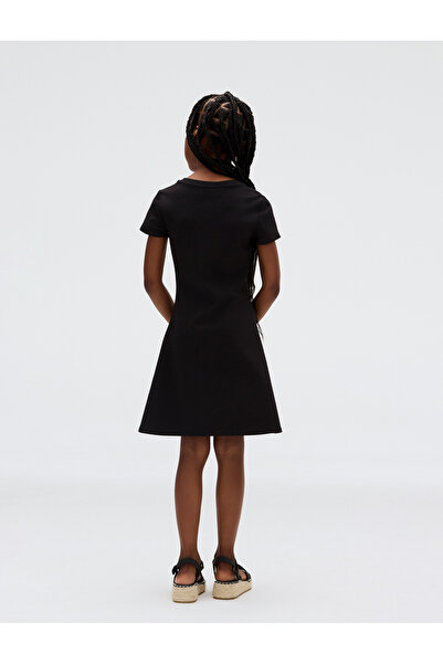 Calvin Klein Girls Black Punto Embroidery Midi Dress