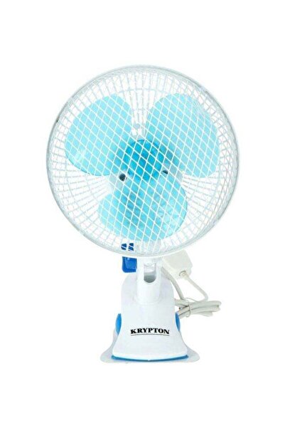 KRYPTON 8" Table and Clip Fan KNF6116 - 2-in-1 Oscillating, 3-Speed, White/Blue
