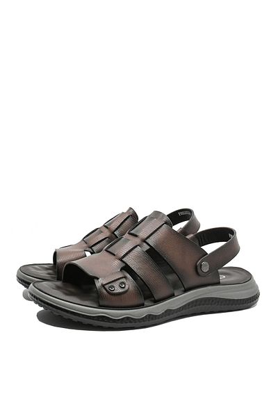 OTTER Men's Brown Sandals with Retractable Back Strap