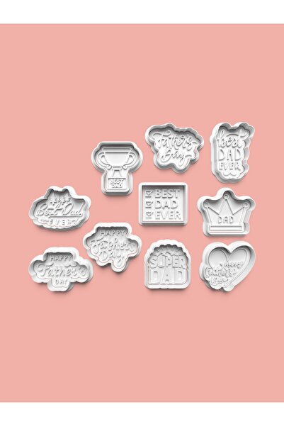 AKTASTORE قالب كوكيز عيد الأب وقالب عجينة السكر مجموعة من 10 قطع 0580-set