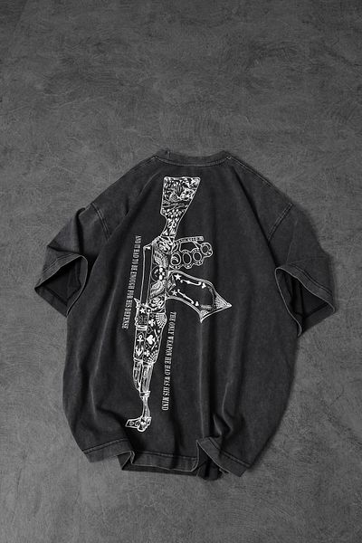 Slatra Ανδρικό μπλουζάκι Anthracite S-47 Special Washed Fabric Oversize