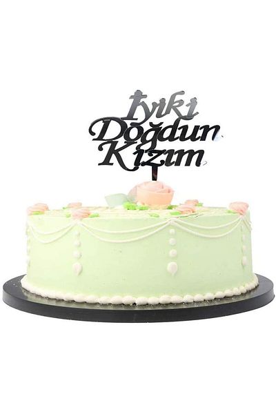 merland benvecocuk Happy Birthday Daughter Written Birthday Party Plexi Cake Decoration Silver Color