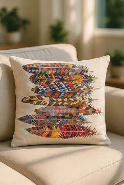 HİG HOME Pene Etnice cu model Husă de pernă pentru canapea – Colorate imprima...