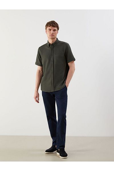 LC Waikiki Lcwaikiki Classic Regular Fit Short Sleeve Poplin Men's Textured Shirt