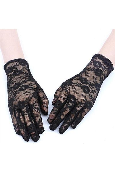 merland benvecocuk Black Color Ankle Length Lace Gloves Adult Size