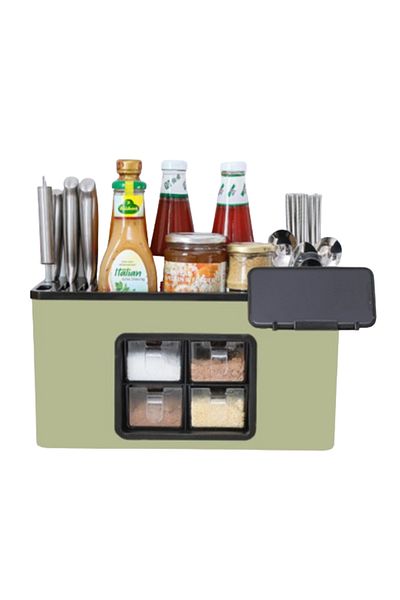 Teno Organizator Multifunctional pentru Bucatarie Teno®, 4 Compartimente, raft condimente, verde deschis