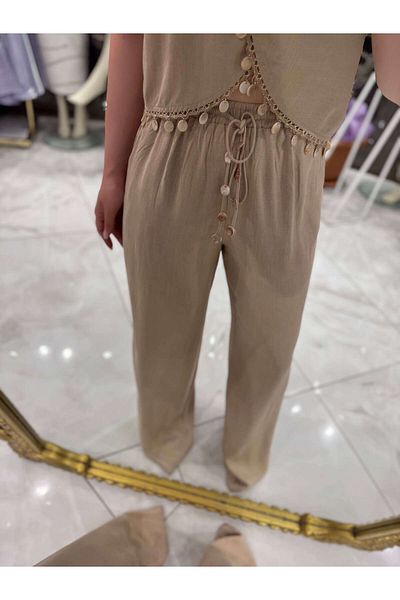 missswans Shamra Seashell Λεπτομερής μπλούζα Halter Μπεζ